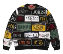 license-plate-print sweater - Schwarz