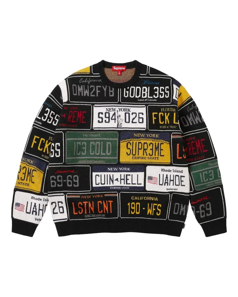 Supreme Being license-plate-print sweater - Schwarz Schwarz