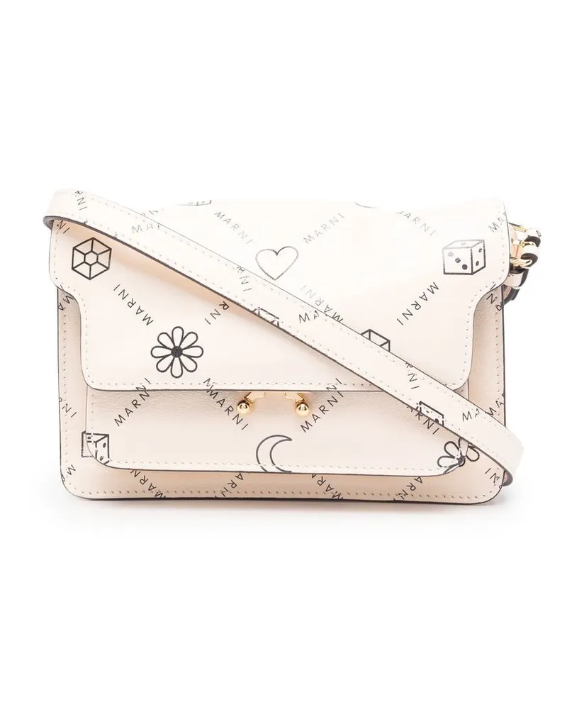 Marni Satchel-Tasche mit Logo-Print Nude