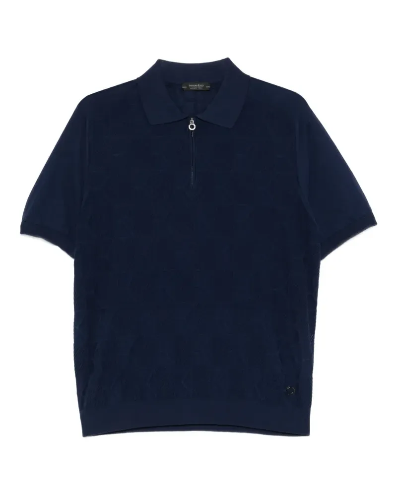 Stefano Ricci patterned zip-fastening polo shirt - Blau Blau