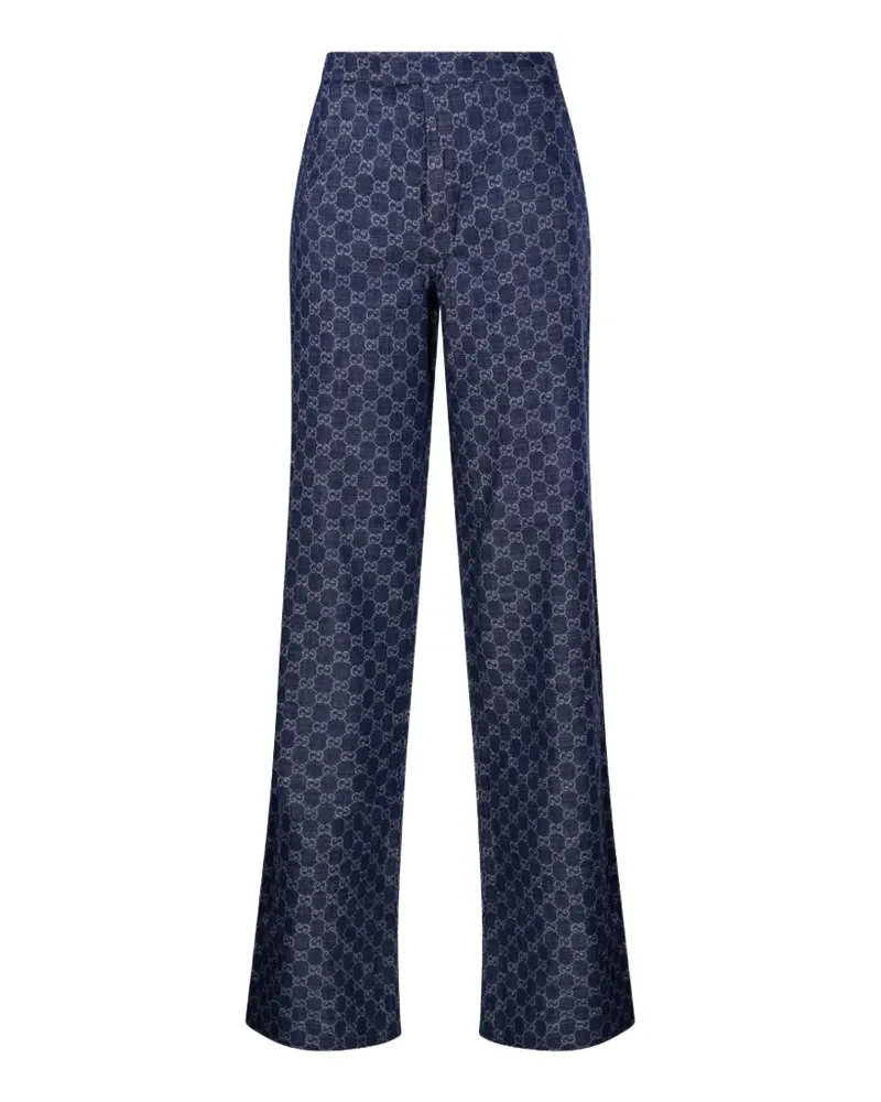 Gucci Jeans-Jacquardhose mit GG - Blau Blau