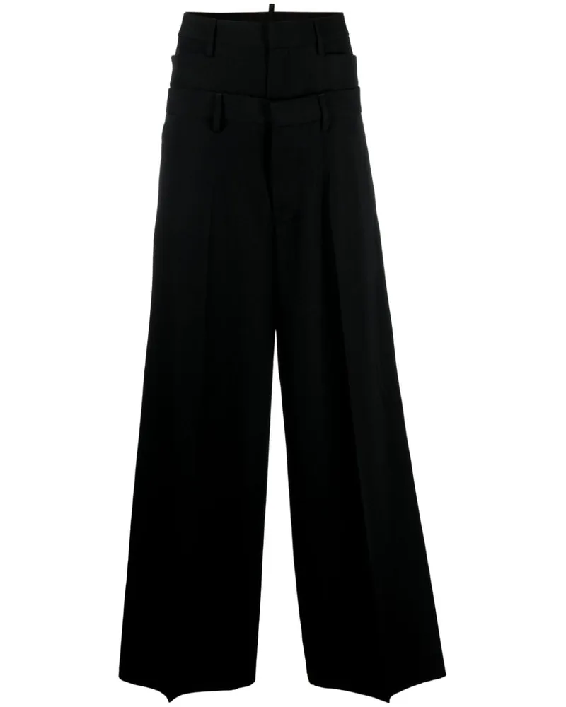 Dsquared2 Weite Hose im Layering-Look - Schwarz Schwarz