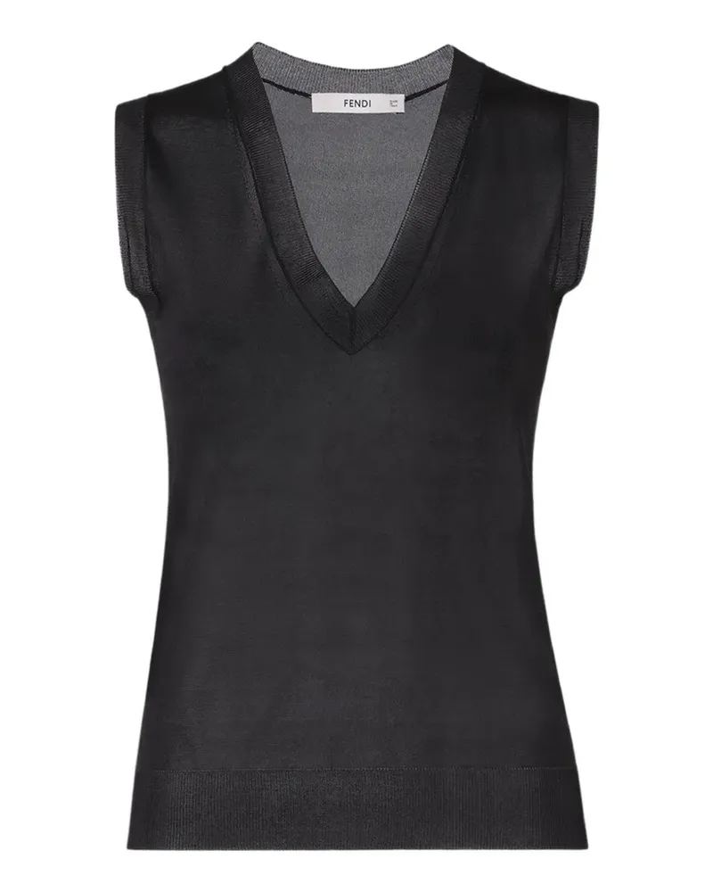 Fendi black silk organza jumper - Schwarz Schwarz