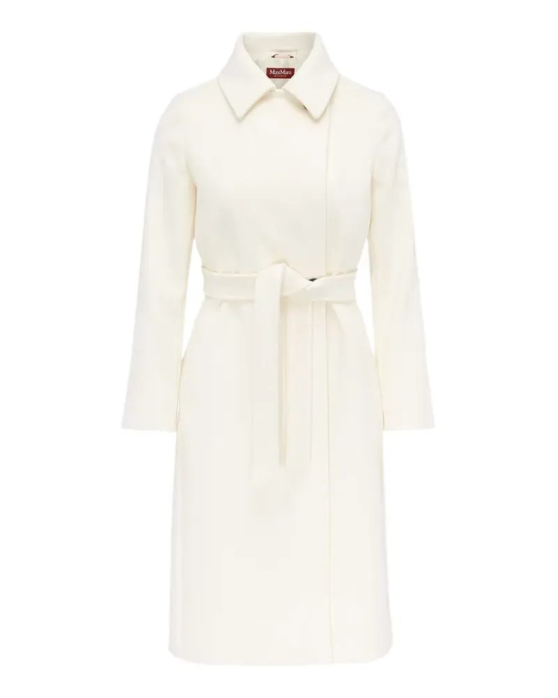 Max Mara double-breasted belted virgin-wool coat - Weiß Weiß