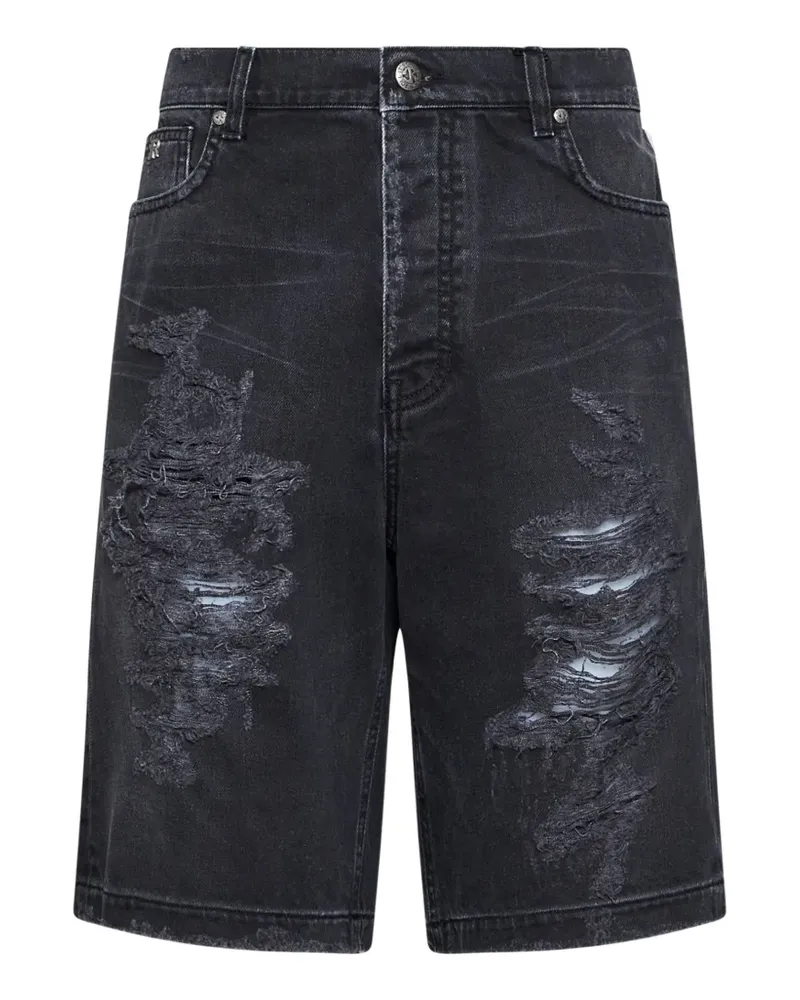 John Richmond Jeans-Shorts im Distressed-Look - Schwarz Schwarz