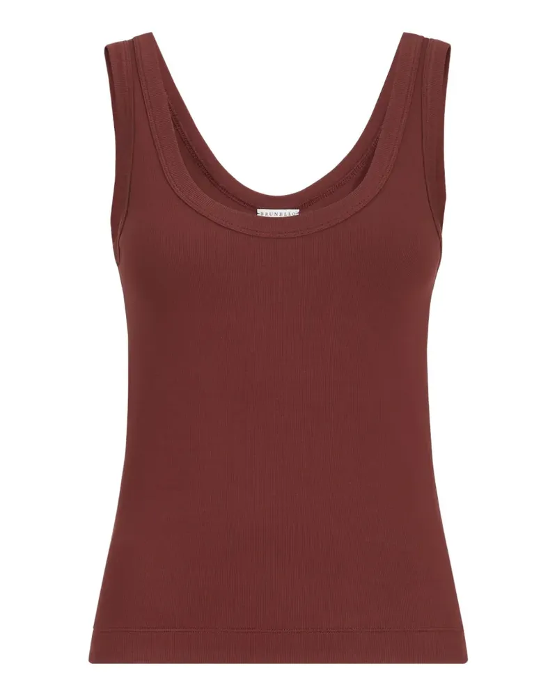 Brunello Cucinelli Geripptes Monili Top aus Stretch-Baumwolljersey - Rot Rot