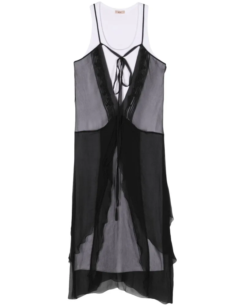 N° 21 Seidenkleid im Layering-Look - Schwarz Schwarz