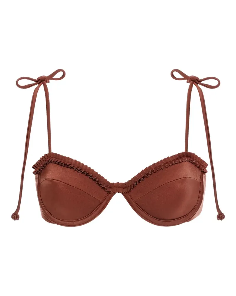 AGUA BENDITA Madelyn Bikinioberteil mit Rüschenbesatz - Braun Braun