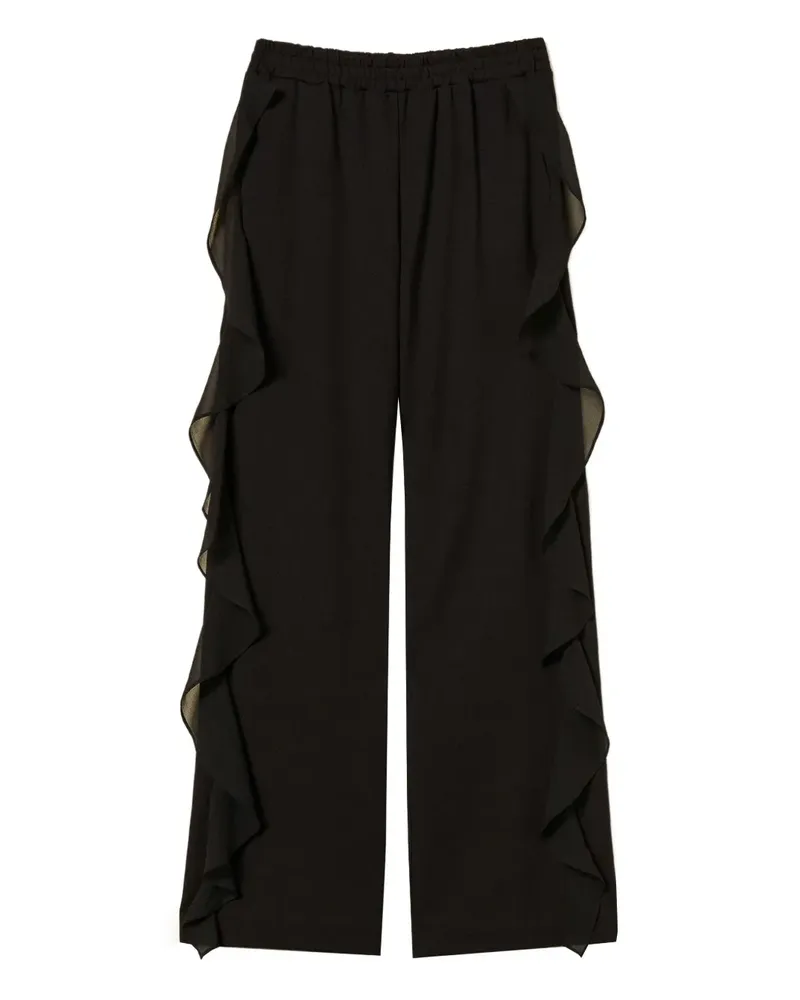 Twin-Set Straight-Leg-Hose mit Rüschen - Schwarz Schwarz