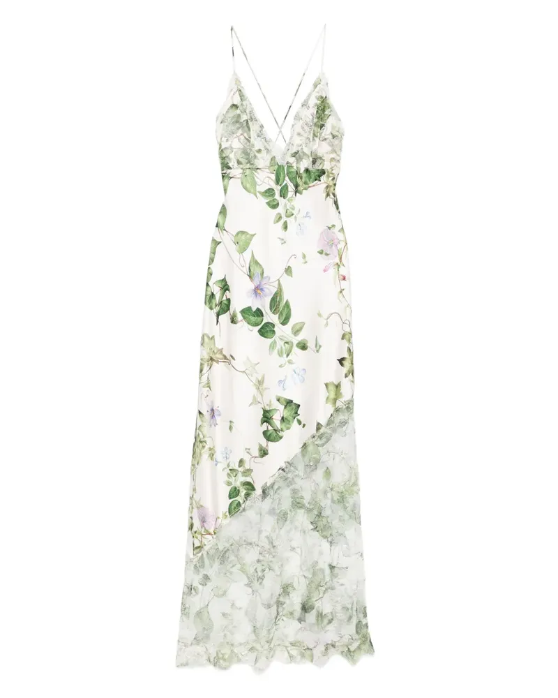 Alice + Olivia Festliches Midikleid mit Blumenspitze-Einsatz - Weiß Weiß