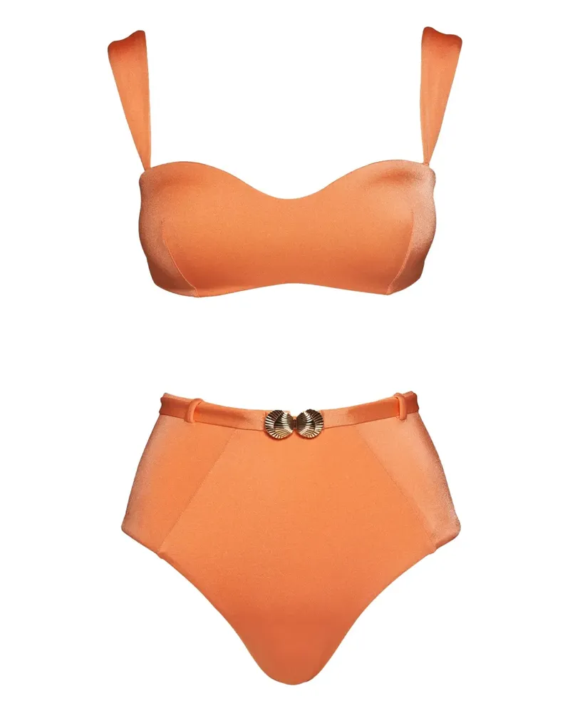 Noire Swimwear Bikini mit Muschelanhänger - Orange Orange