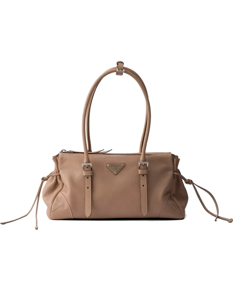 Prada Bonnie medium antiqued leather tote bag - Nude Nude