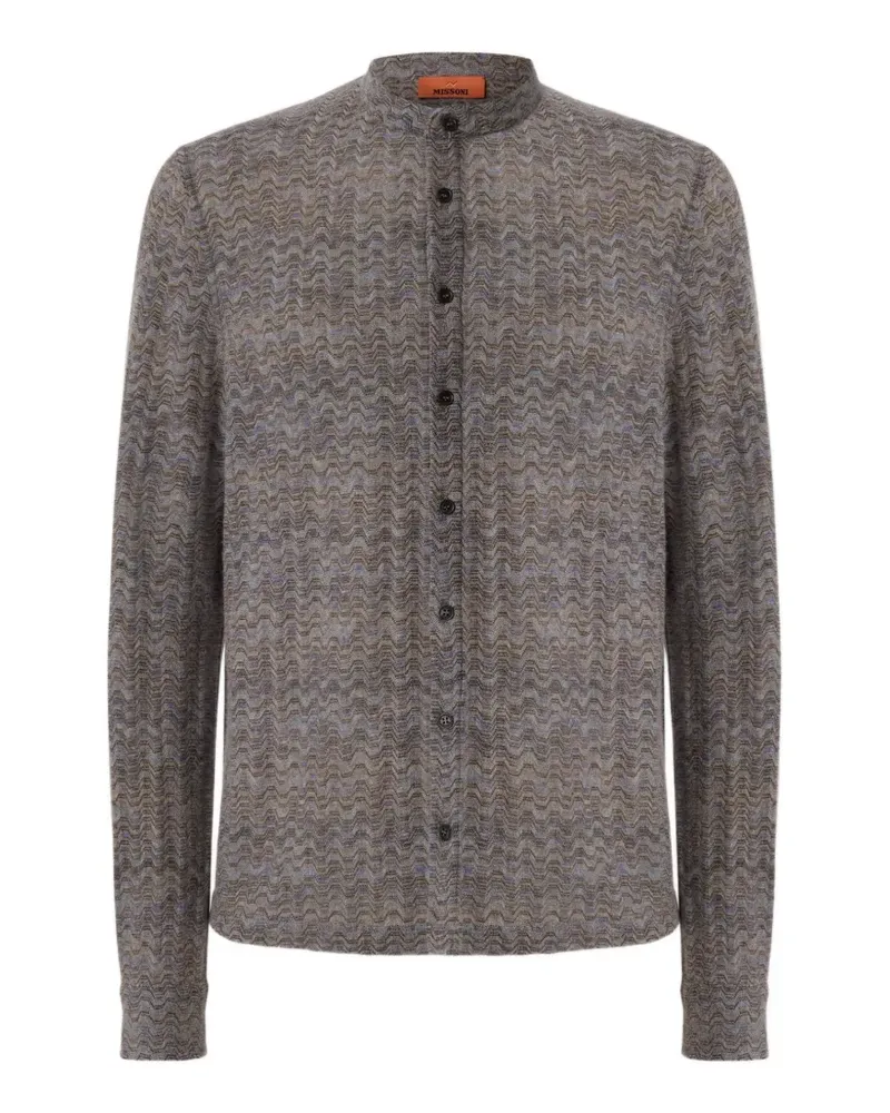 Missoni cashmere and viscose shirt with band collar - Grau Grau