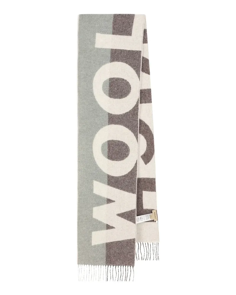 Woolrich logo fringed scarf - Braun Braun