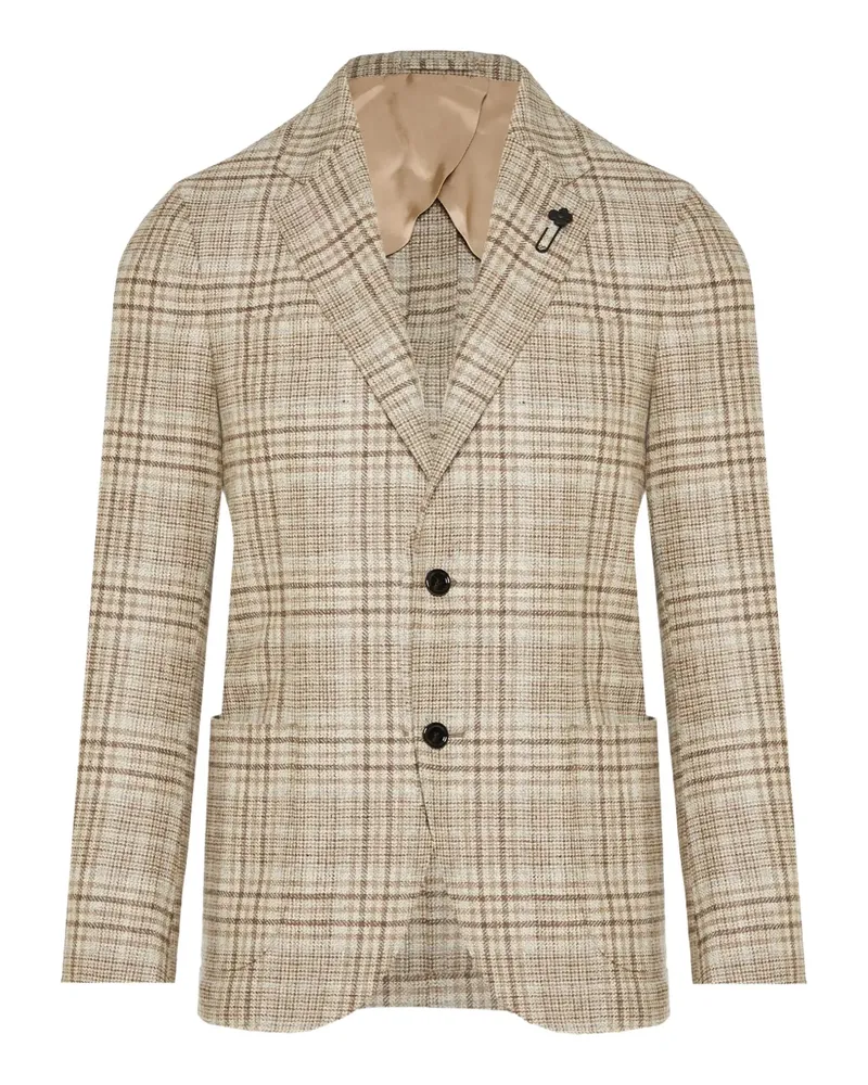 LARDINI checked two-button blazer - Nude Nude