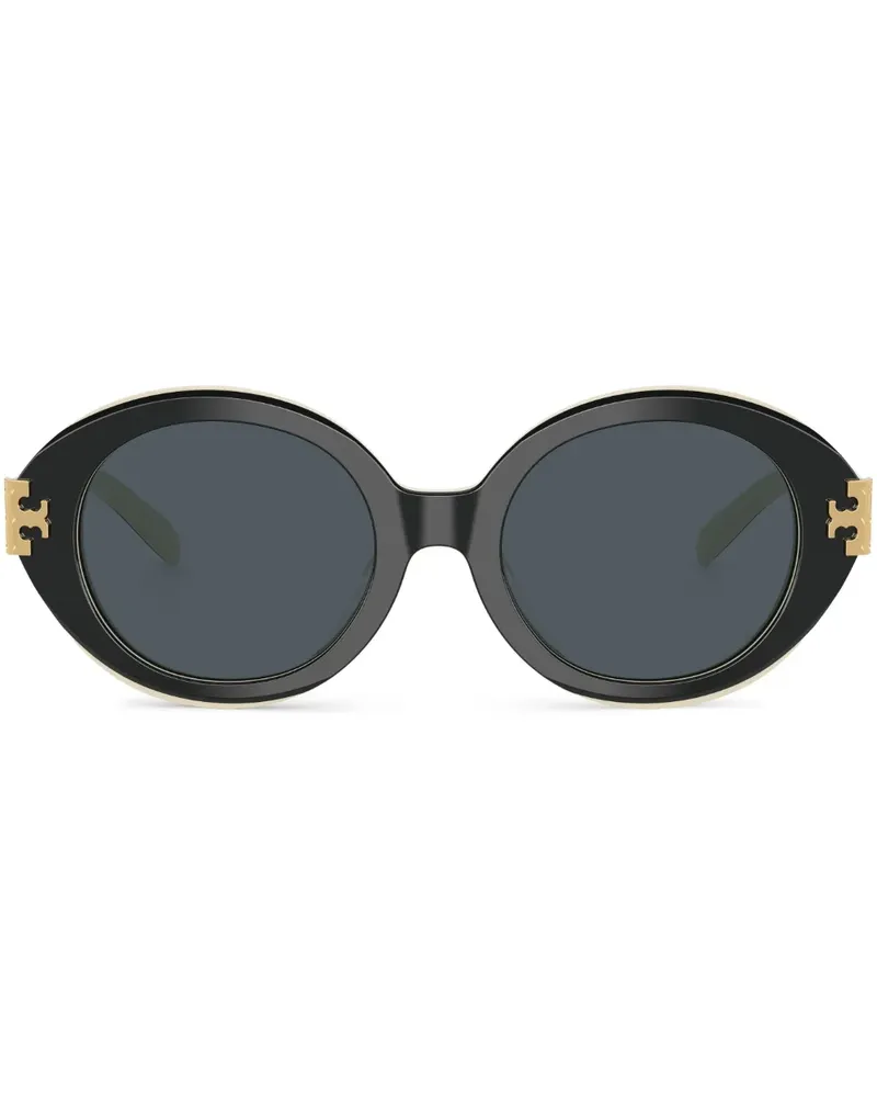 Tory Burch Sonnenbrille mit rundem Gestell - Schwarz Schwarz