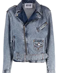 Moschino Jeansjacke mit Kristallverzierung Blau