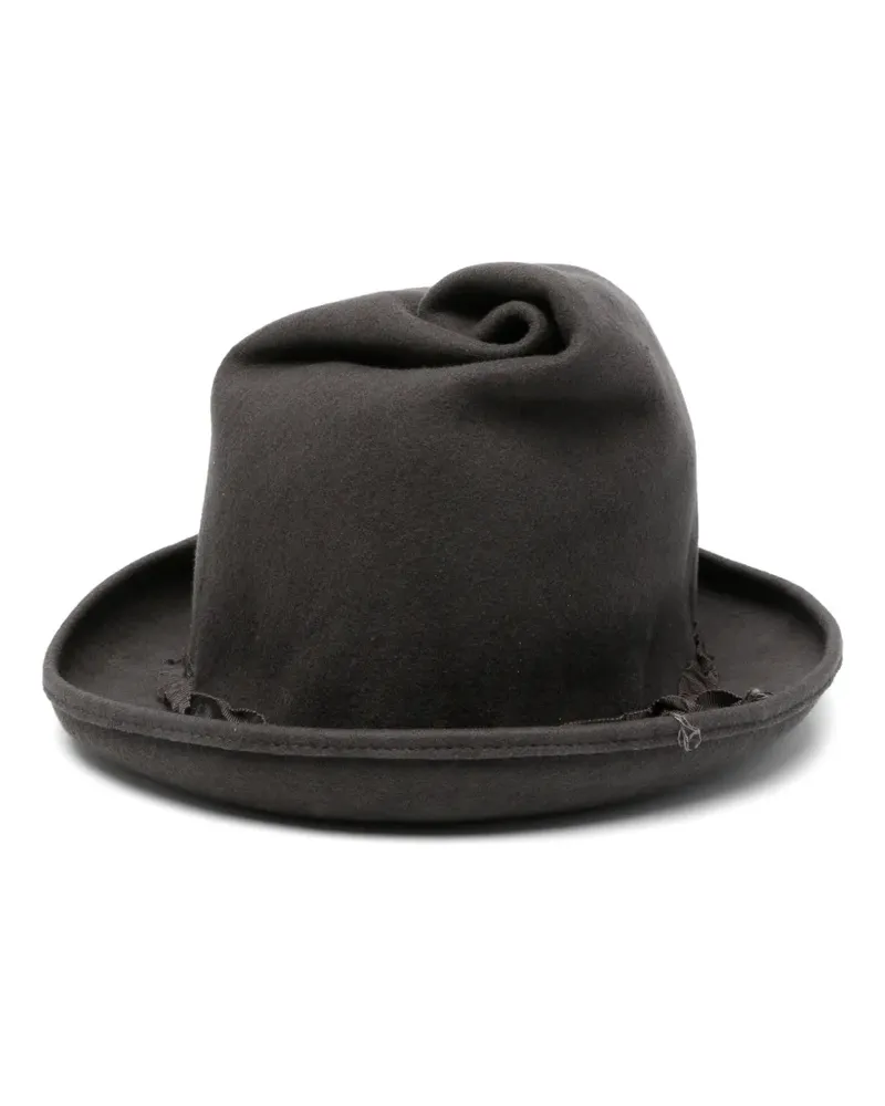 Yohji Yamamoto Fedora mit Rüschenbesatz - Grau Grau