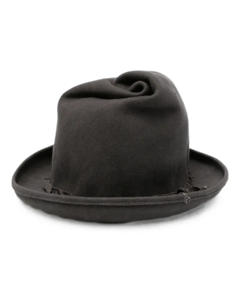 Yohji Yamamoto ruffled-trim fedora hat - Grau Grau