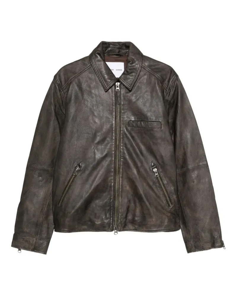 Samsøe & Samsøe Sacliff X zip-front leather jacket - Braun Braun