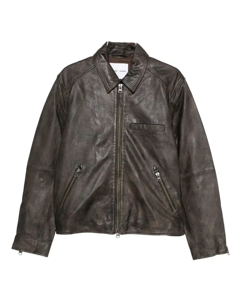 Samsøe & Samsøe Sacliff X zip-front leather jacket - Braun Braun