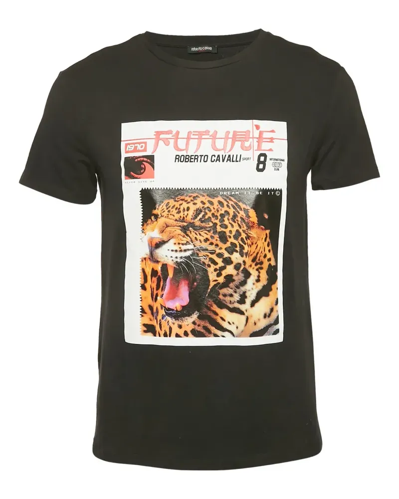 Roberto Cavalli T-Shirt mit Jaguar-Print - Schwarz Schwarz