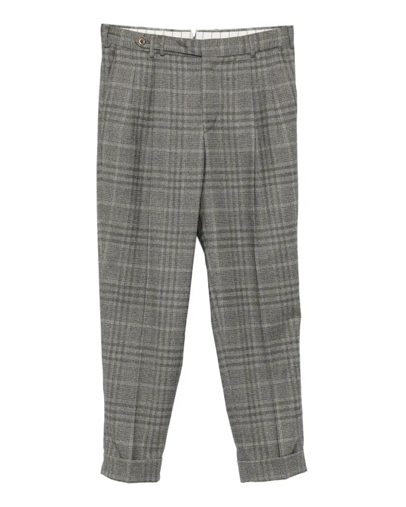 PT TORINO Bundfaltenhose mit Karomuster - Grau Grau