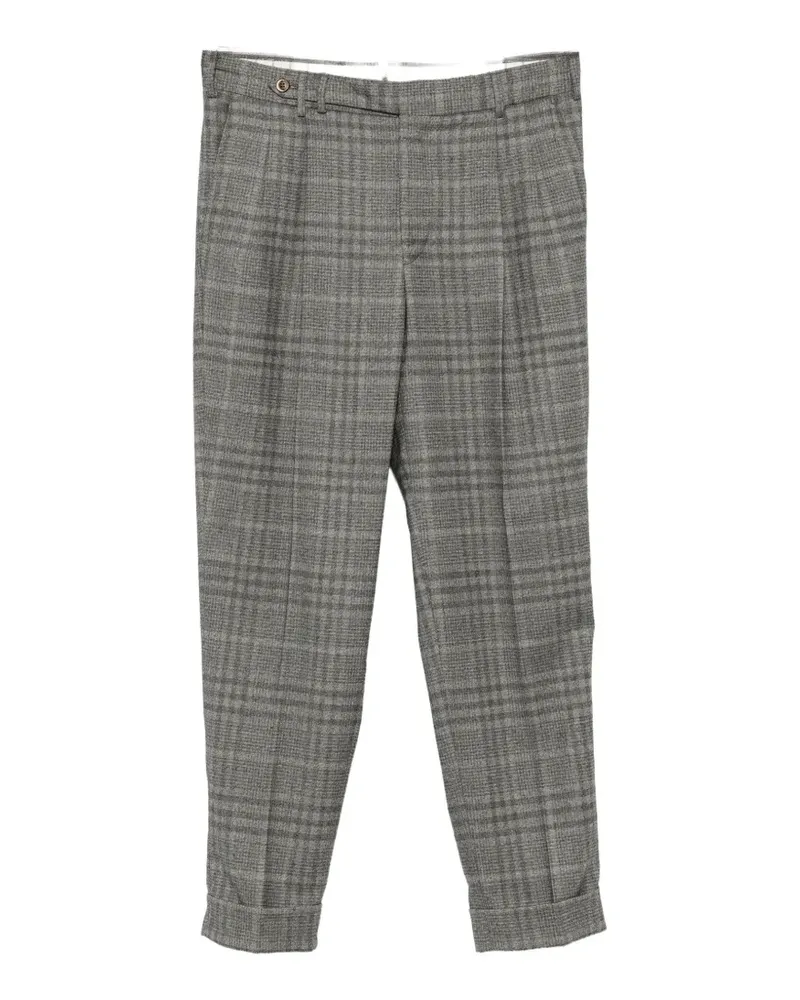 PT TORINO check-patterned pleated tailored trousers - Grau Grau