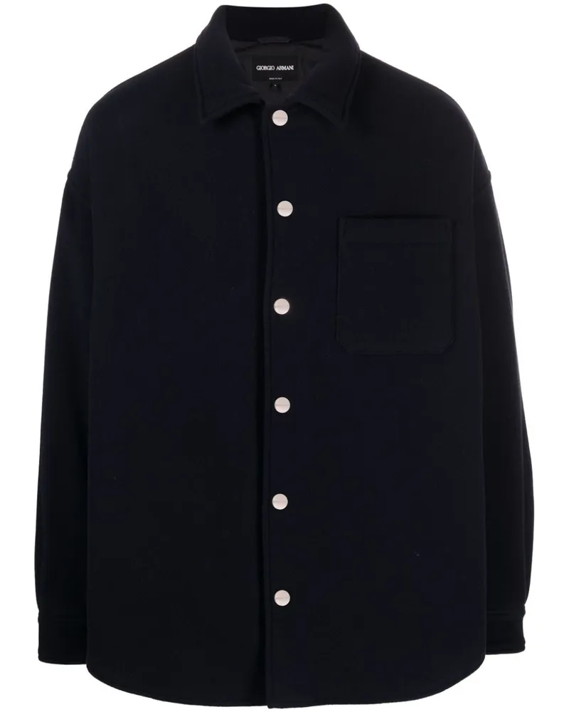 Giorgio Armani Hemdjacke aus Schurwollfilz - Blau Blau