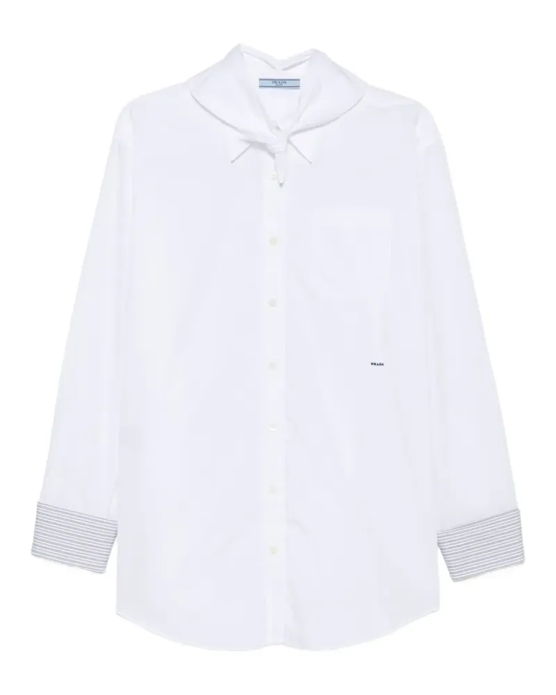 Prada scarf-detail long-sleeve shirt - Weiß Weiß
