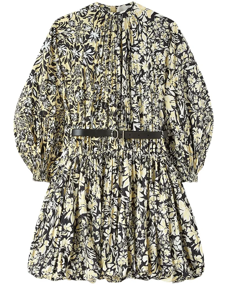 Jil Sander Ballonkleid mit Blumen-Print - Schwarz Schwarz