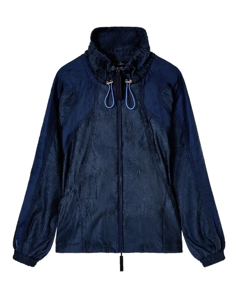 Giorgio Armani Jacke mit Knitteroptik und Reißverschluss - Blau Blau