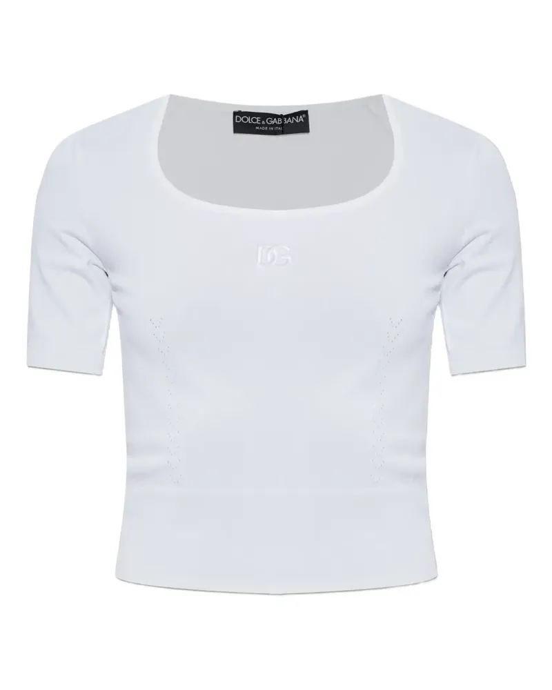 Dolce & Gabbana DG logo-embroidered T-shirt - Weiß Weiß