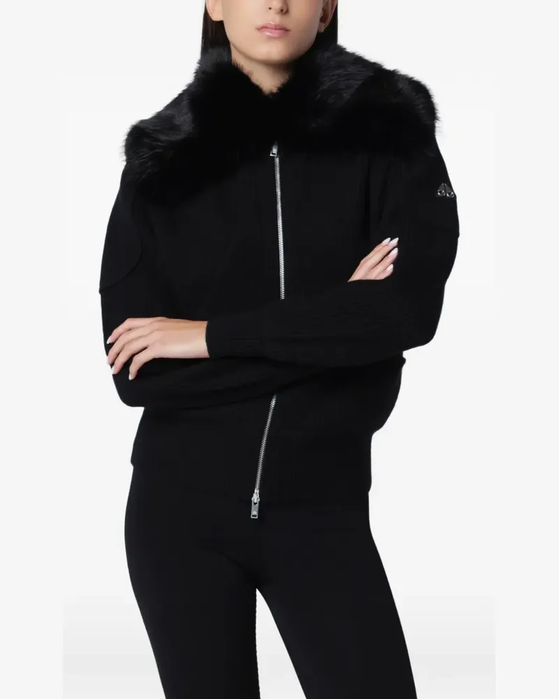 Moose Knuckles Corina Pullover mit Faux-Fur-Kragen - Schwarz Schwarz