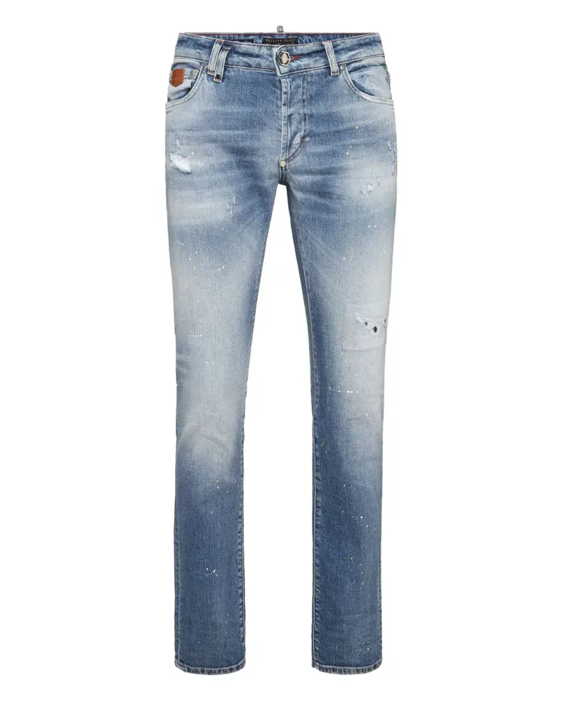 Philipp Plein Jeans in Distressed-Optik - Blau Blau