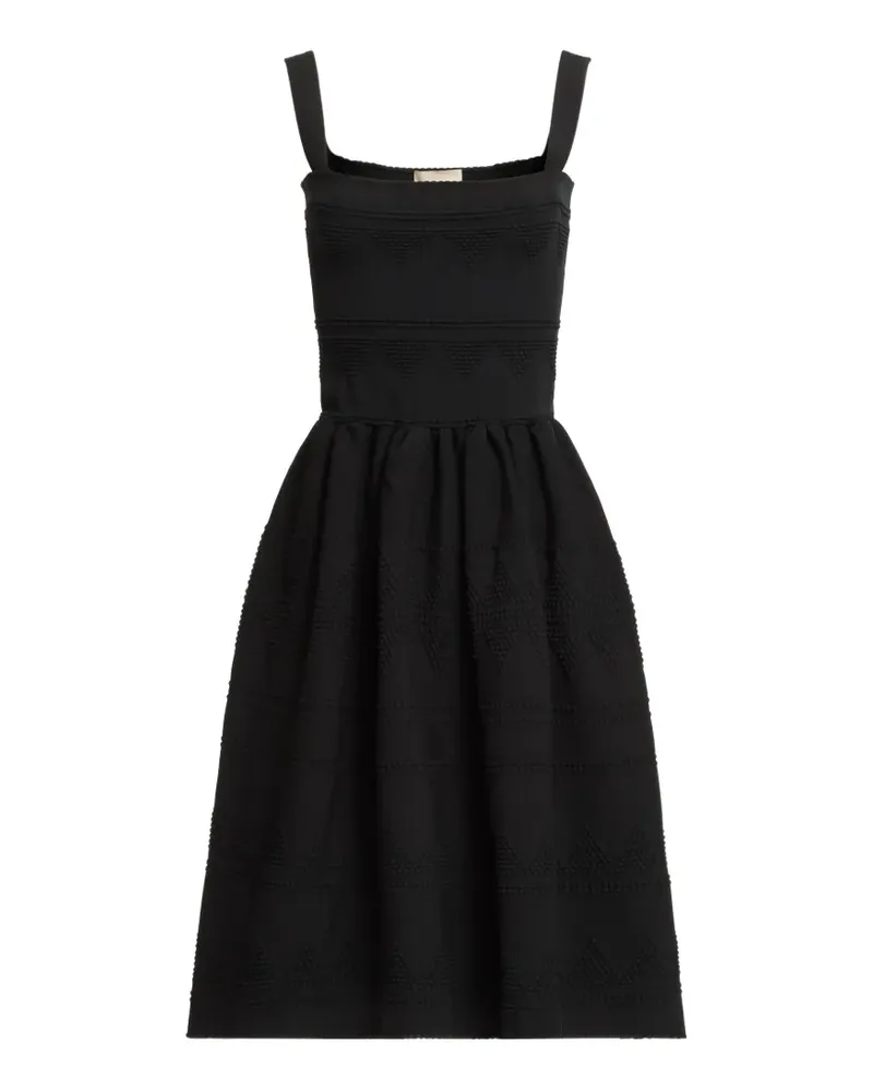 Elie Saab Midikleid mit eckigem Ausschnitt - Schwarz Schwarz