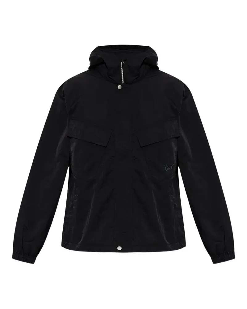 Kenzo logo-embroidered hooded jacket - Schwarz Schwarz