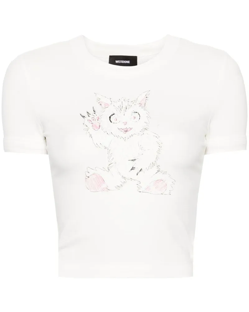 WE 11 DONE Doodle Monster T-Shirt - Weiß Weiß