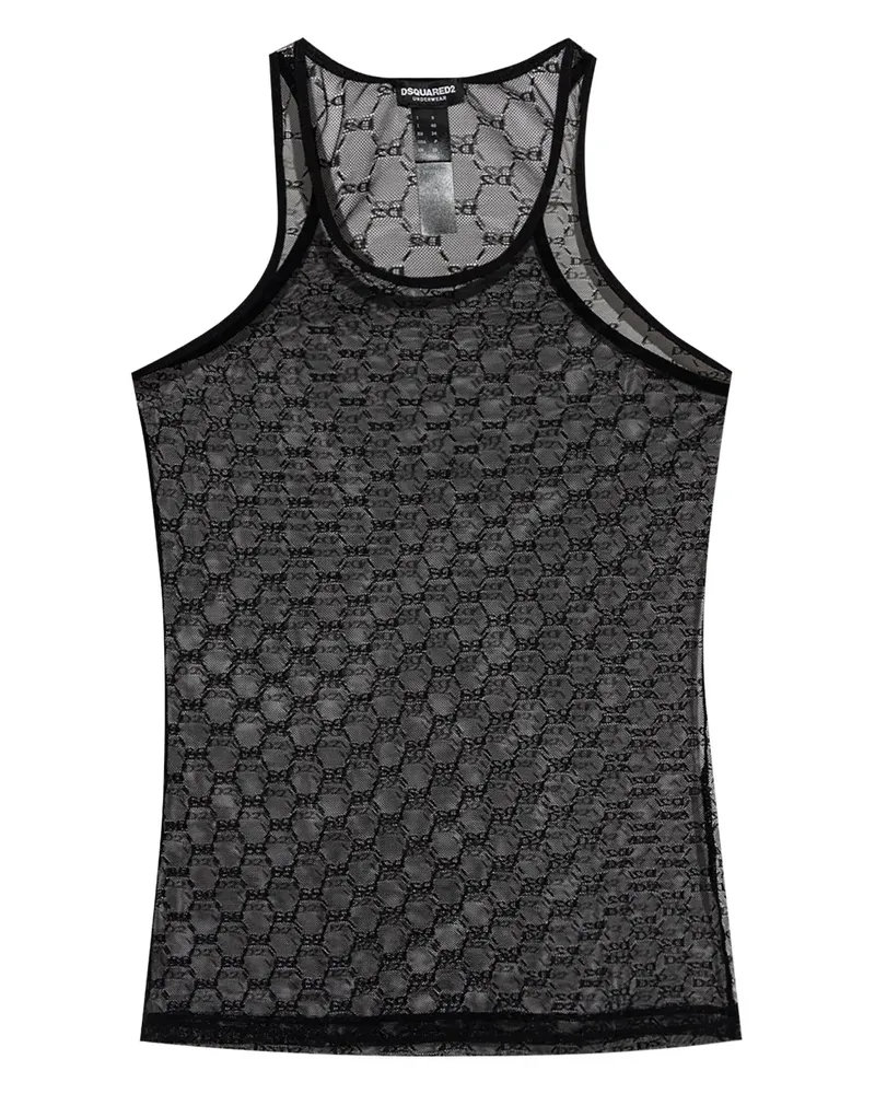Dsquared2 Semi-transparentes Trägershirt - Schwarz Schwarz