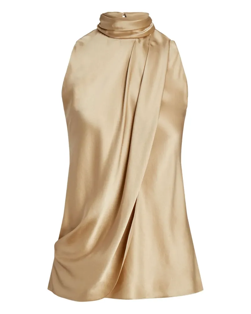 Ralph Lauren draped bow-detail top - Nude Nude