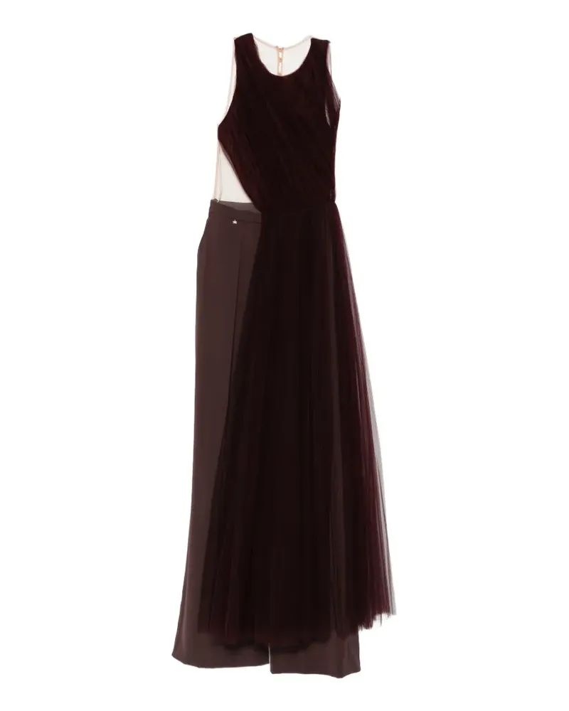 Elisabetta Franchi x Pronovias pleated tulle-overlay jumpsuit - Rot Rot