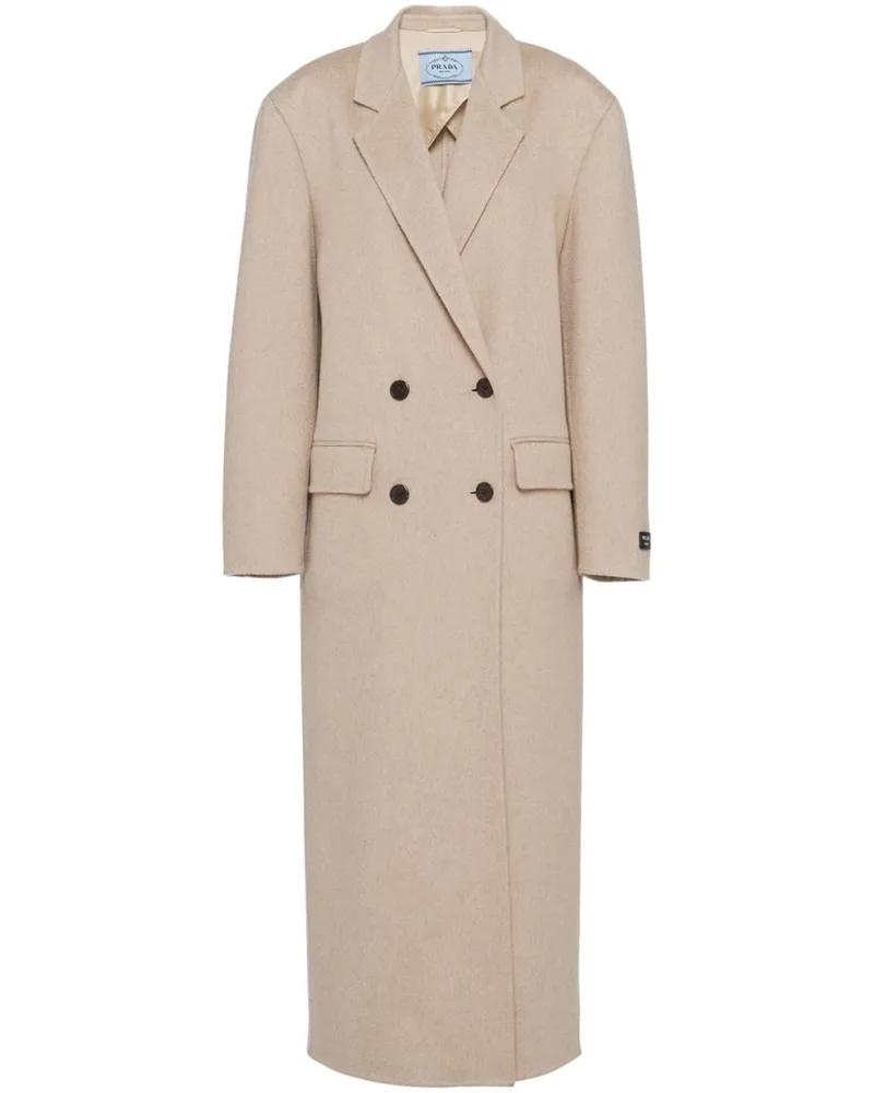 Prada Doppelreihiger Kaschmirmantel - Nude Nude
