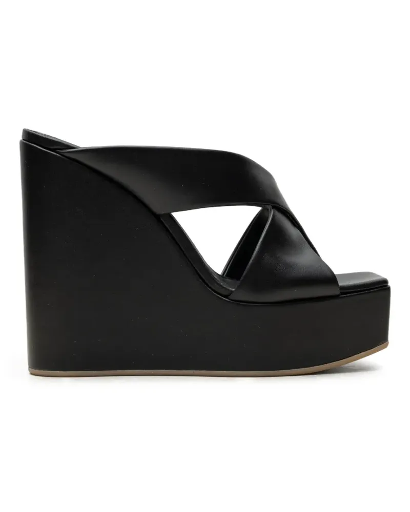 Vicini crossover-strap wedge mules - Schwarz Schwarz