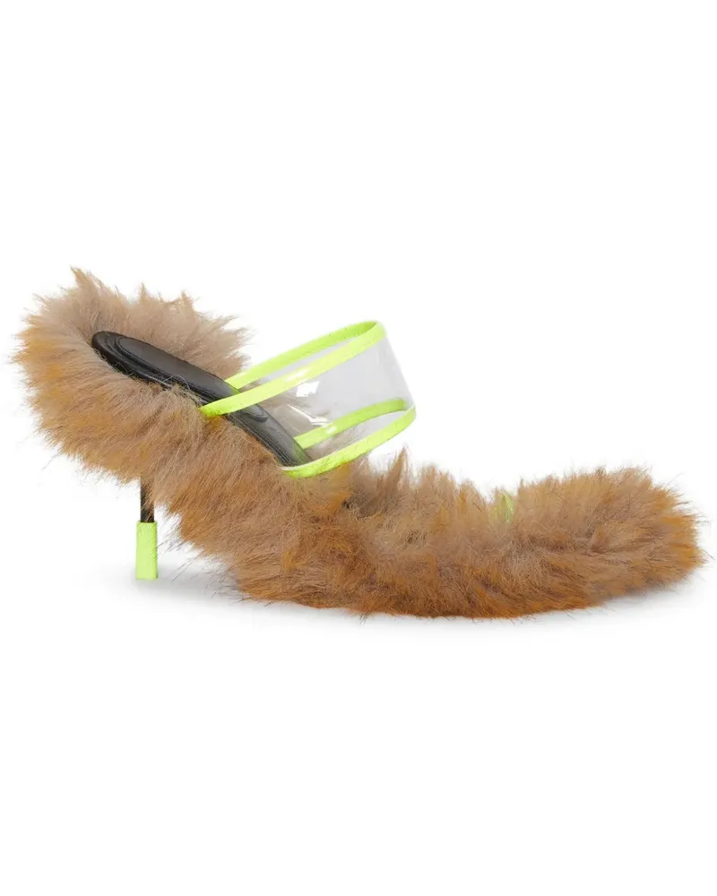 MSGM Iconic faux-fur heeled sandals - Braun Braun