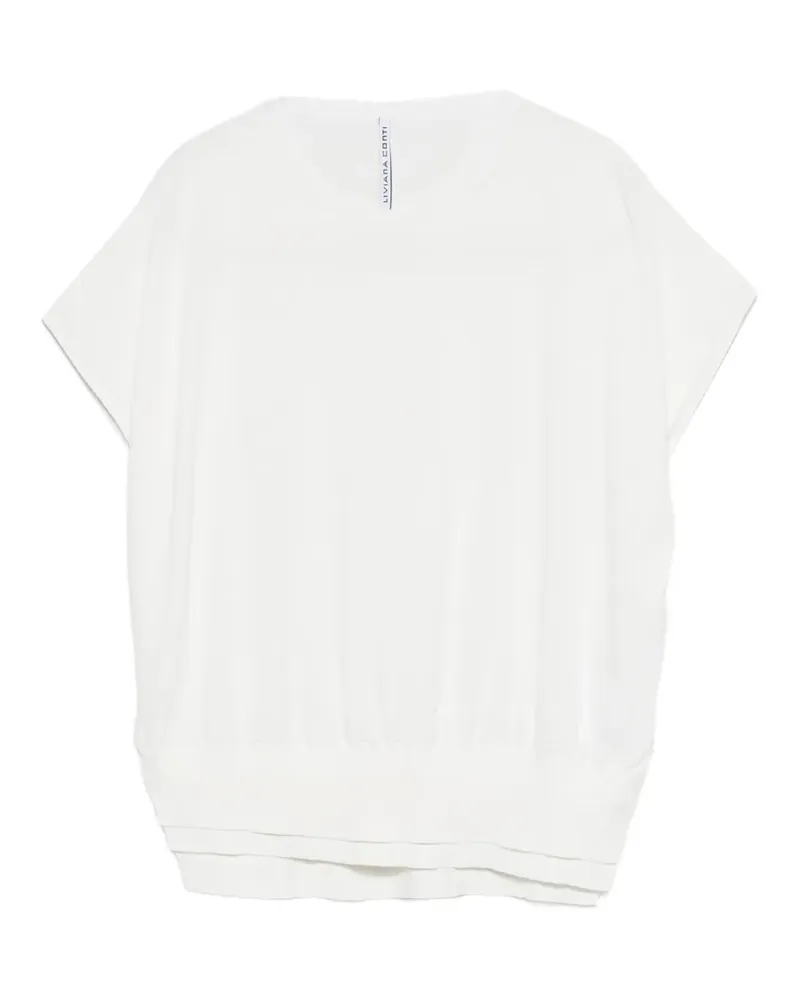 Liviana Conti Gestricktes T-Shirt - Weiß Weiß