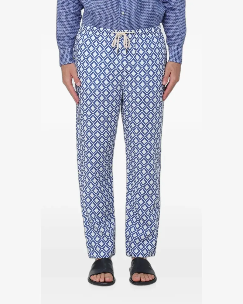 PENINSULA Leinenhose mit geometrischem Print - Blau Blau