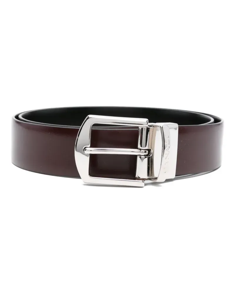 Canali Gürtel mit silberfarbener Lederschnalle - Braun Braun