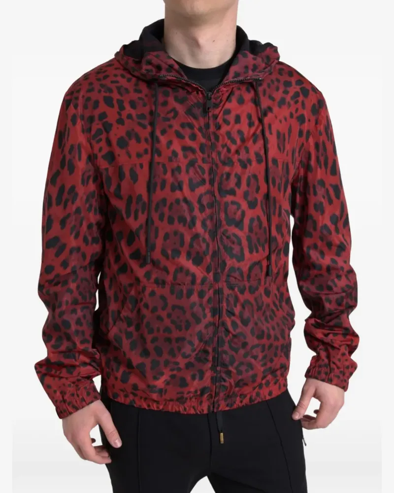 Dolce & Gabbana Kapuzenjacke mit Leopardenprint - Rot Rot