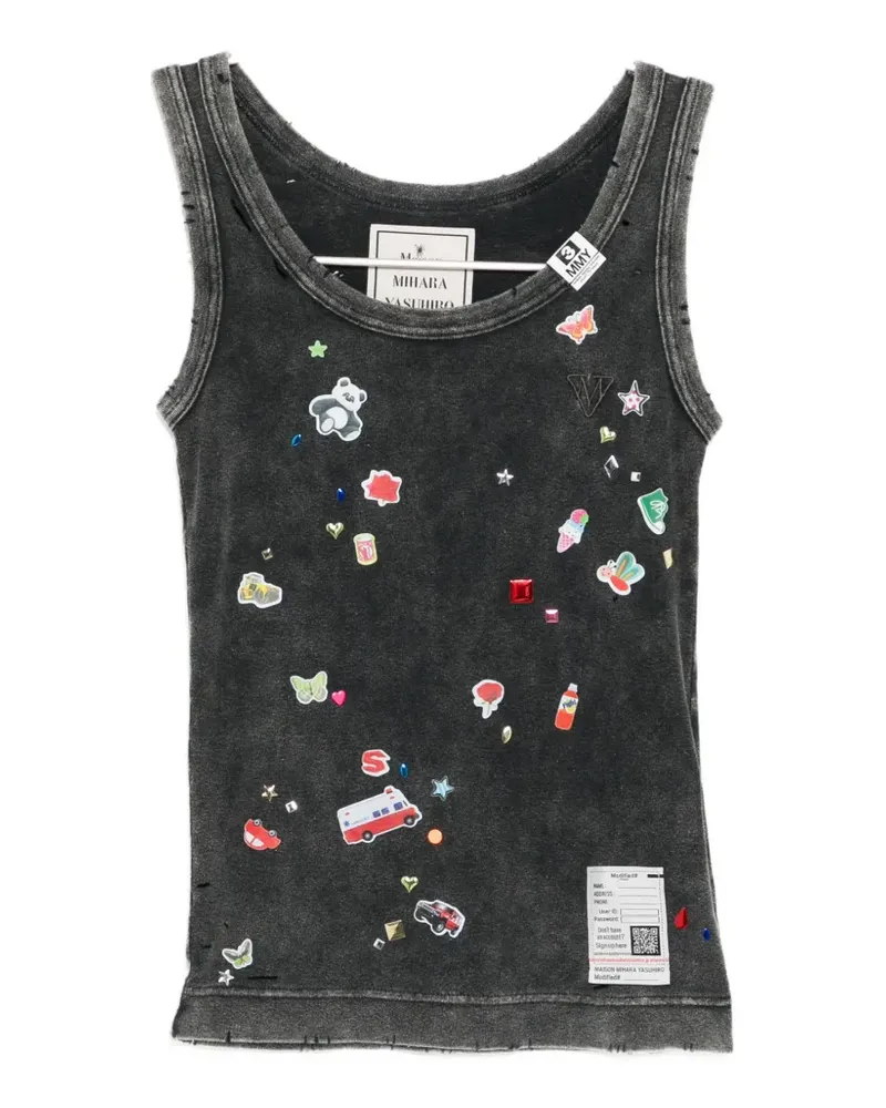 MIHARAYASUHIRO graphic-applique vest - Grau Grau