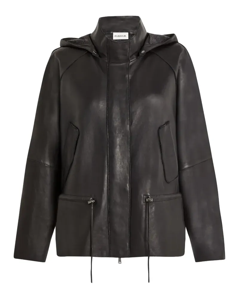 P.A.R.O.S.H. P.A.R.O H. hooded leather jacket - Schwarz Schwarz